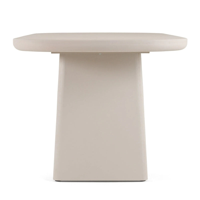 Grey Faux Cement Oval Dining Table with Double Pedestal Base