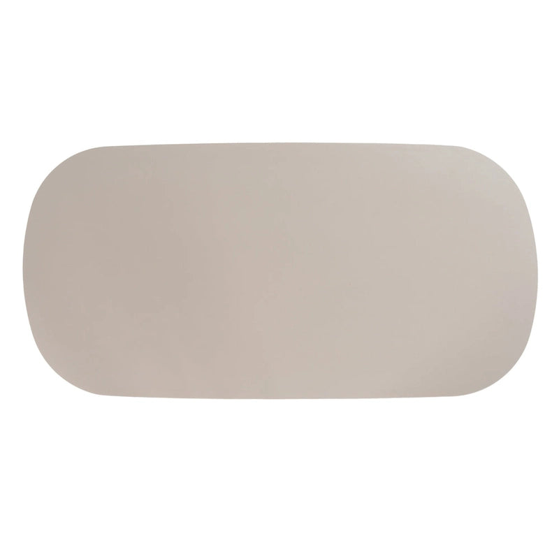 Grey Faux Cement Oval Dining Table with Double Pedestal Base