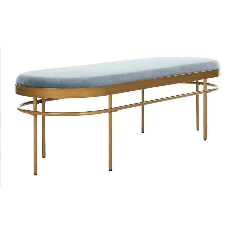 Banc ovale de luxe en velours avec pieds en métal doré
