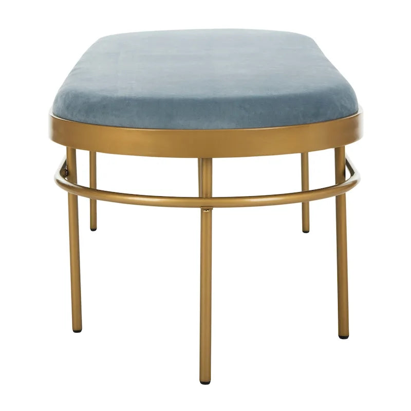 Banc ovale de luxe en velours avec pieds en métal doré