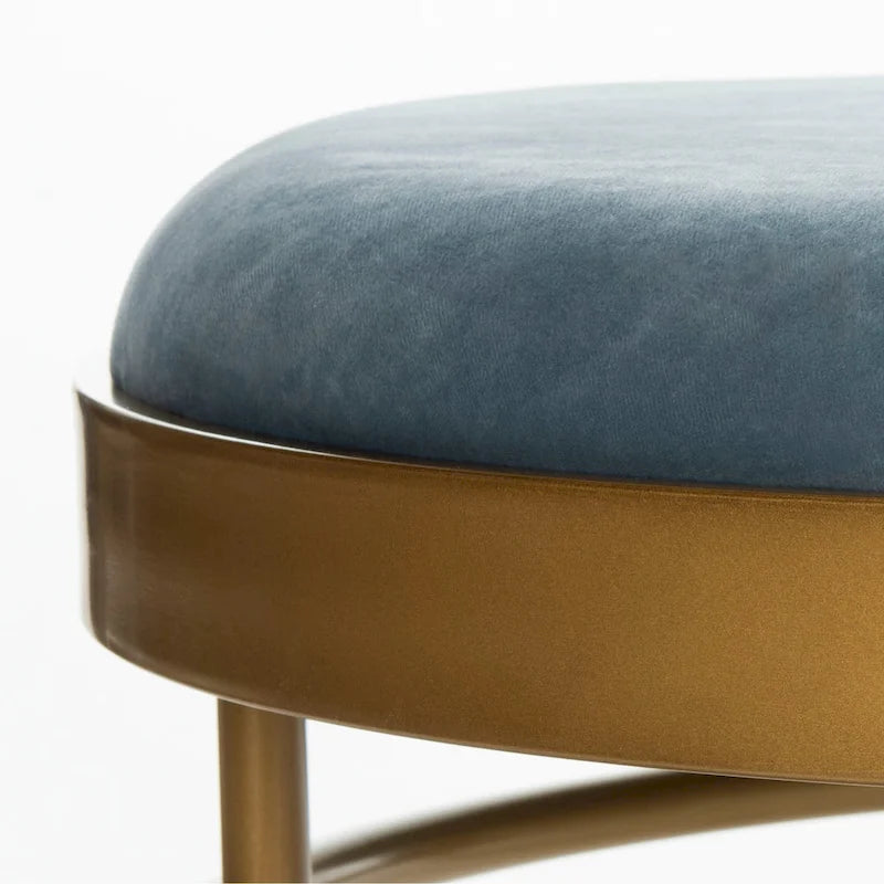 Banc ovale de luxe en velours avec pieds en métal doré