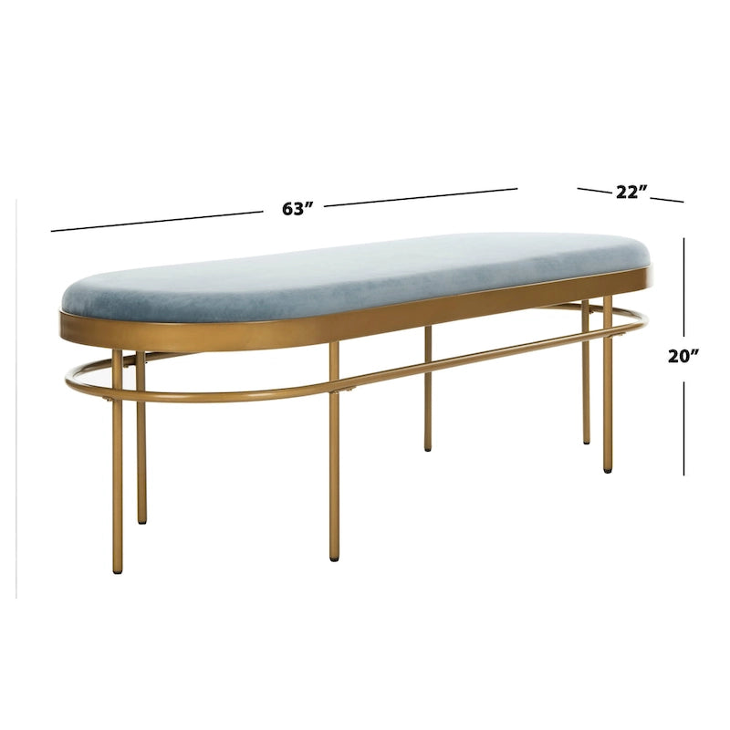 Banc ovale de luxe en velours avec pieds en métal doré