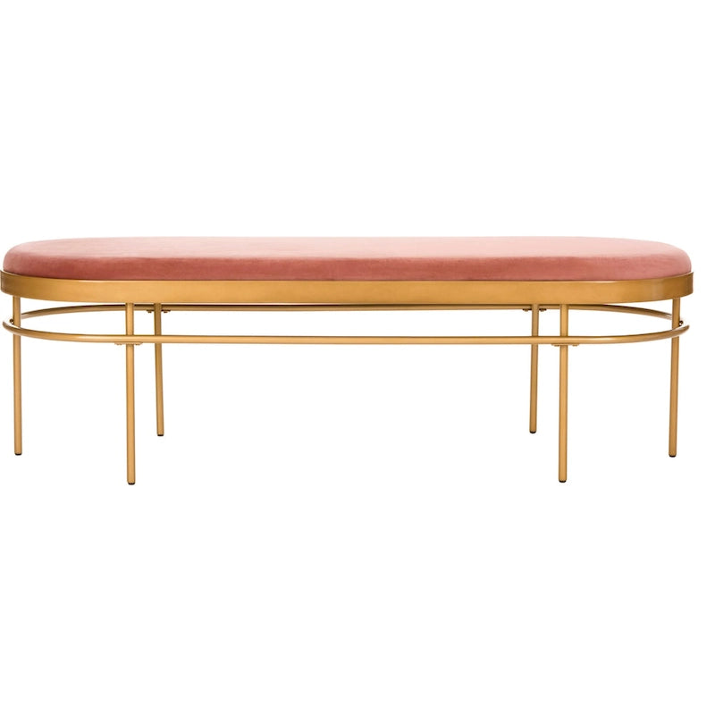 Banc ovale de luxe en velours avec pieds en métal doré