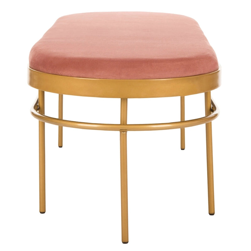 Banc ovale de luxe en velours avec pieds en métal doré