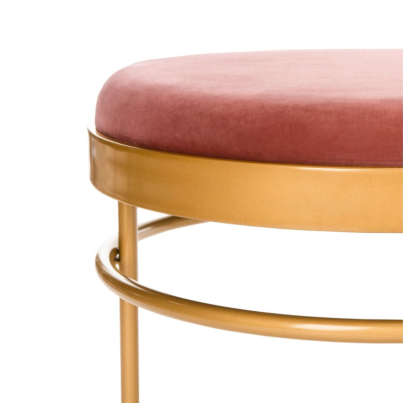 Banc ovale de luxe en velours avec pieds en métal doré