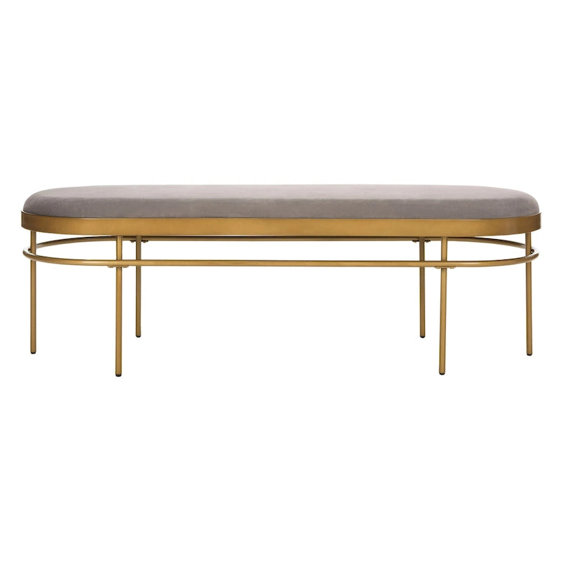 Banc ovale de luxe en velours avec pieds en métal doré
