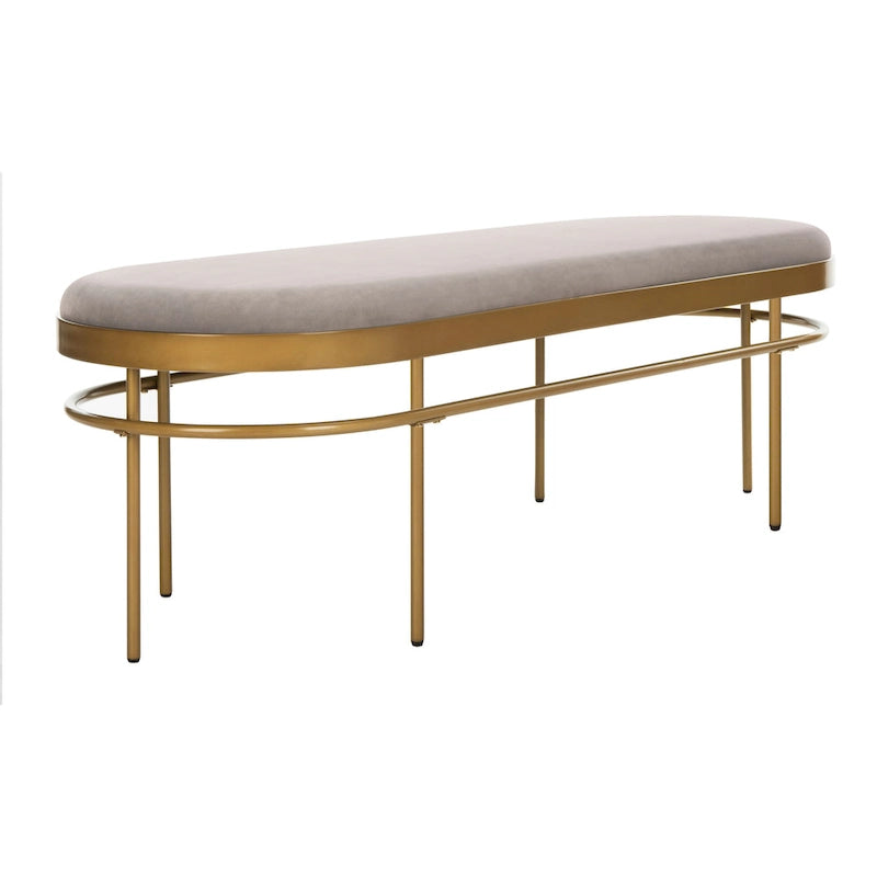 Banc ovale de luxe en velours avec pieds en métal doré
