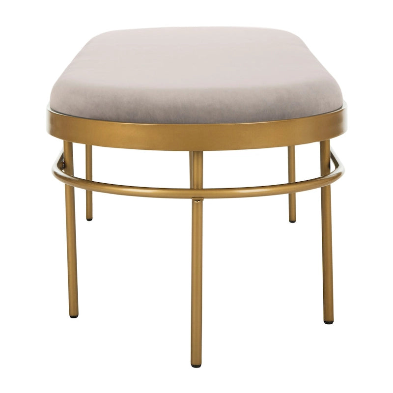 Banc ovale de luxe en velours avec pieds en métal doré