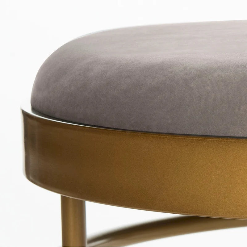 Banc ovale de luxe en velours avec pieds en métal doré