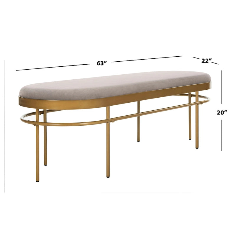 Banc ovale de luxe en velours avec pieds en métal doré