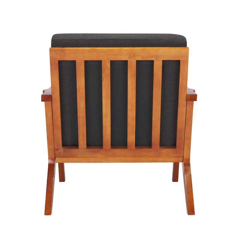 Stoff-Sessel mit Akzenten, Kautschukholzgestell und abnehmbaren Kissen - Stuhl für Wohn- und Schlafzimmer