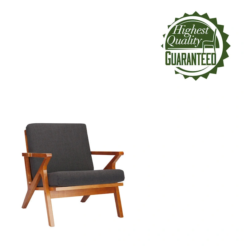 Stoff-Sessel mit Akzenten, Kautschukholzgestell und abnehmbaren Kissen - Stuhl für Wohn- und Schlafzimmer