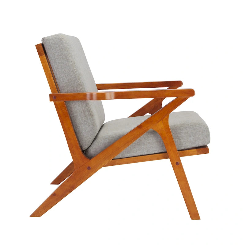 Stoff-Sessel mit Akzenten, Kautschukholzgestell und abnehmbaren Kissen - Stuhl für Wohn- und Schlafzimmer