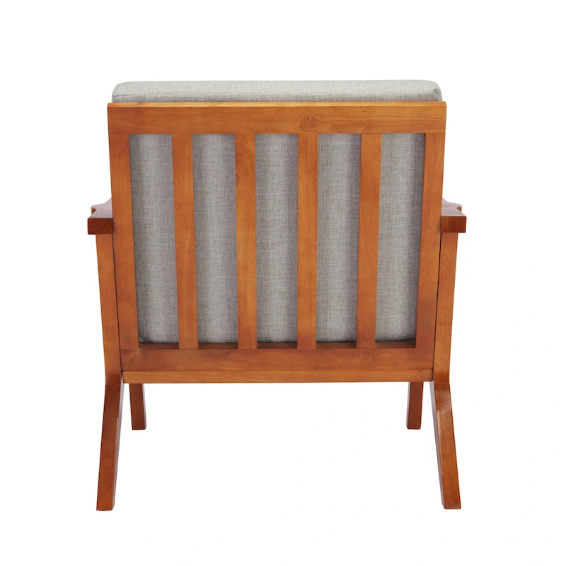 Stoff-Sessel mit Akzenten, Kautschukholzgestell und abnehmbaren Kissen - Stuhl für Wohn- und Schlafzimmer