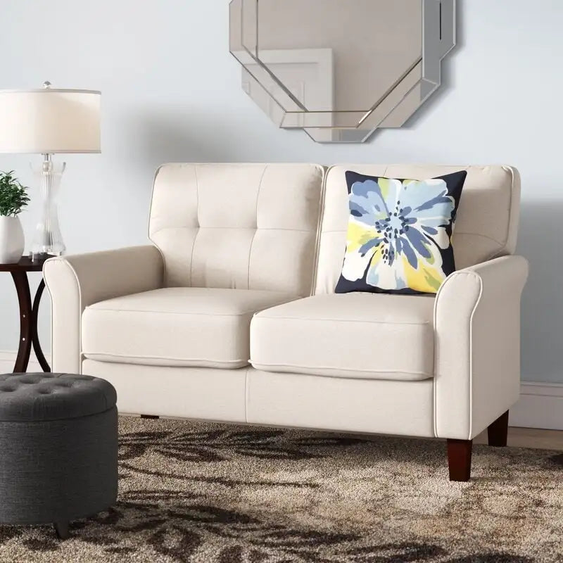 54.5" Linen Flared Arm Loveseat with Tufted Back Cushion