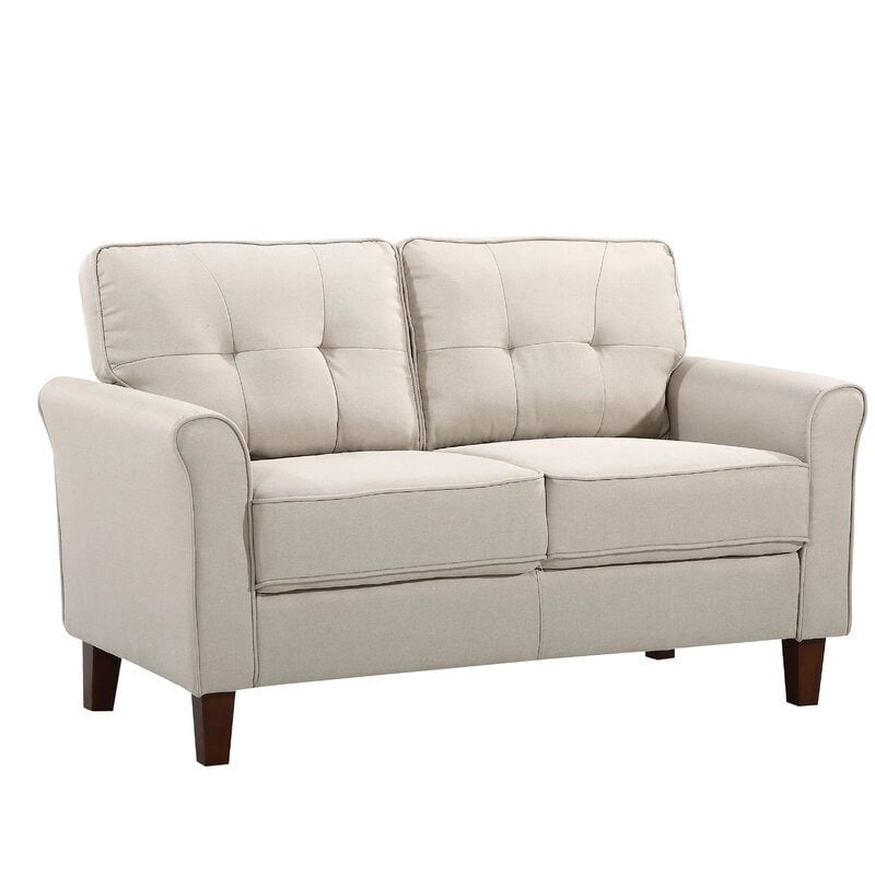 54.5" Linen Flared Arm Loveseat with Tufted Back Cushion