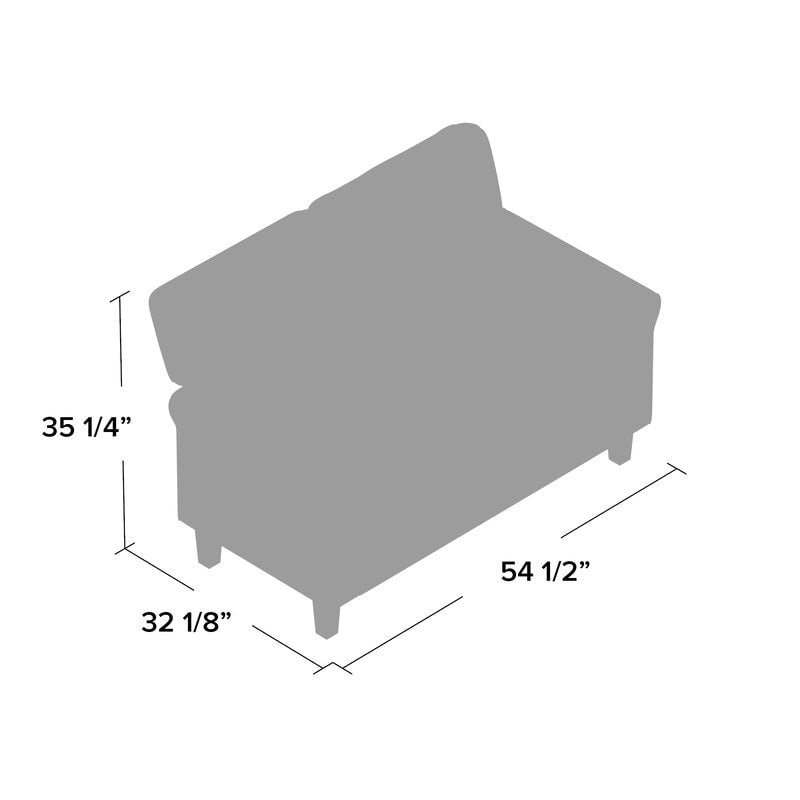 54.5" Leinen-Zweisitzer mit ausgestellten Armlehnen und gesteppter Rückenkissen