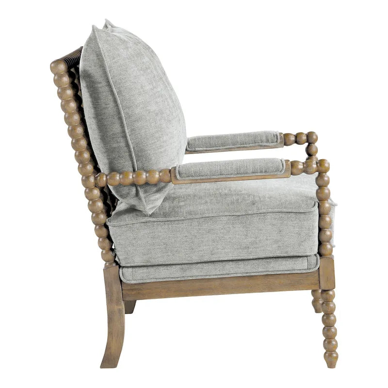 Spindle Wood Frame Accent Chair with Coil Spring Cushion - Upholstered Armchair
