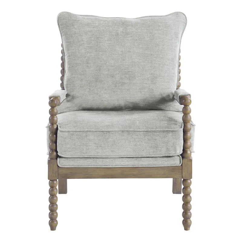 Spindle Wood Frame Accent Chair with Coil Spring Cushion - Upholstered Armchair