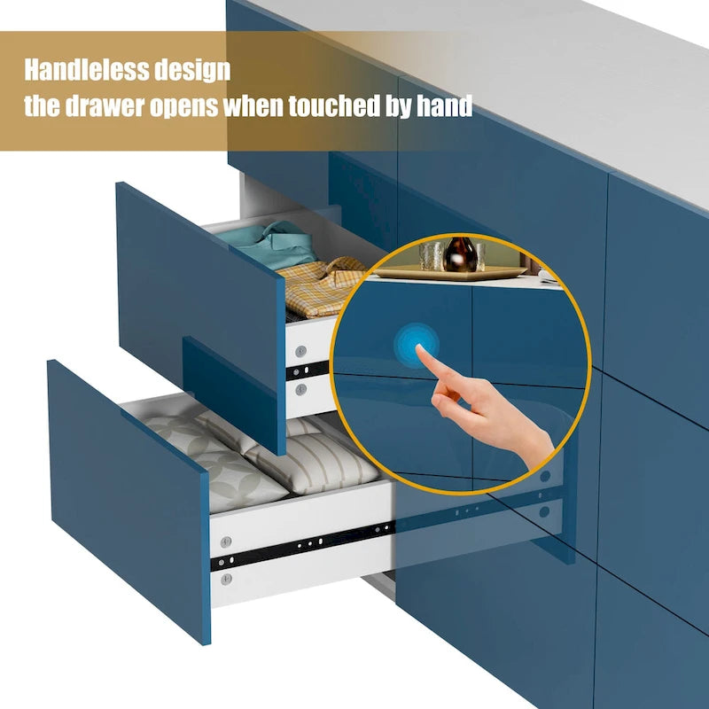Commode de rangement à 9 tiroirs avec éclairage LED inférieur