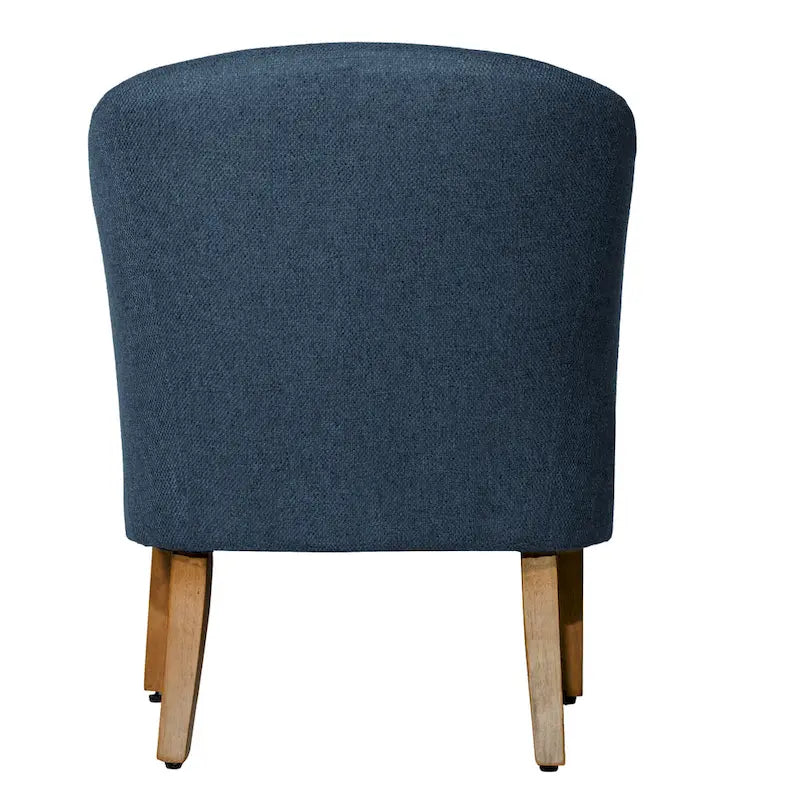 Navy Chunky Textured Tub Accent Chair with Driftwood Finish Legs - Mid-Century Modern Style