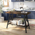 Table de salle à manger industrielle de style maison de campagne, hauteur comptoir - Plateau en bois de chêne vieilli avec piètement en métal