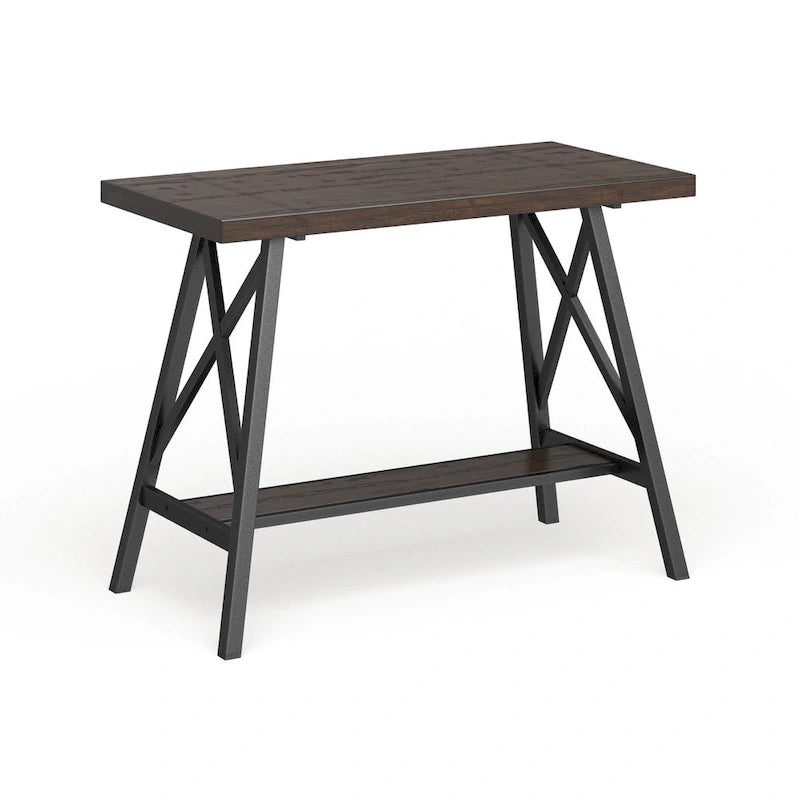 Industrial Farmhouse Counter Height Dining Table - Weathered Oak Wood Top with Metal Base