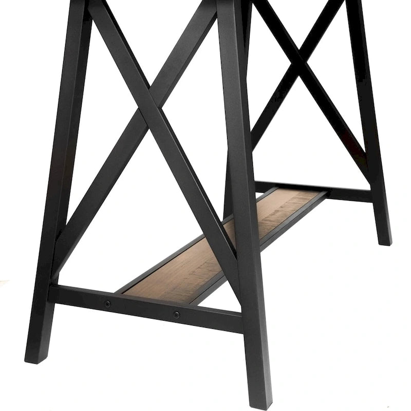 Industrial Farmhouse Counter Height Dining Table - Weathered Oak Wood Top with Metal Base