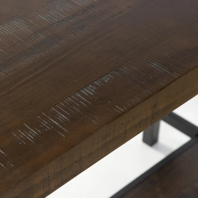 Table de salle à manger industrielle de style maison de campagne, hauteur comptoir - Plateau en bois de chêne vieilli avec piètement en métal