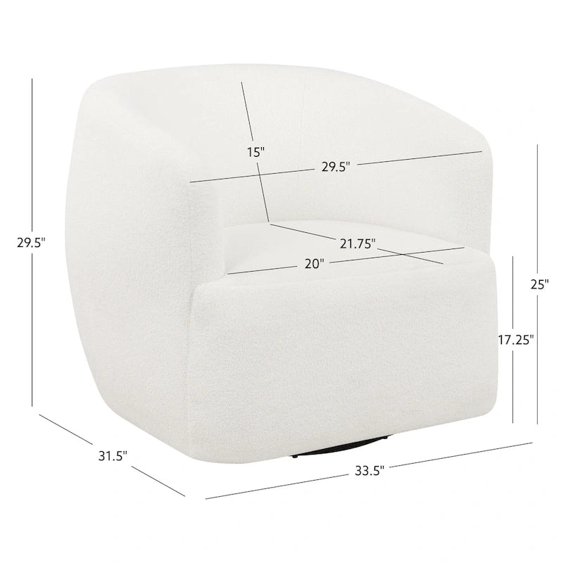 White Sherpa 360° Swivel Accent Chair