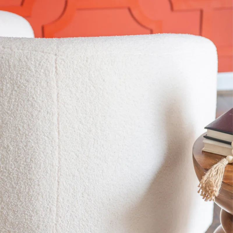 White Sherpa 360° Swivel Accent Chair