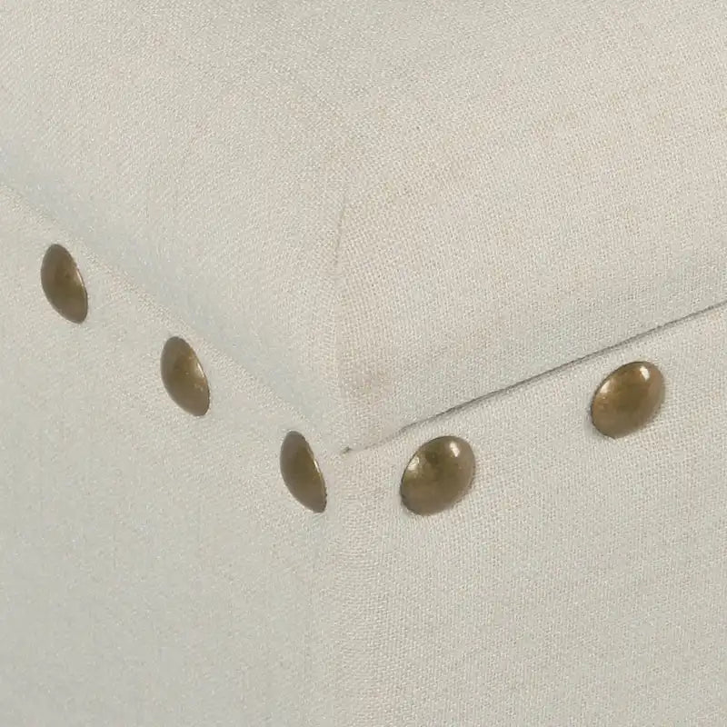Tufted Linen-Look Storage Bench with Nailhead Trim & Walnut Wood Legs - 42" Wide