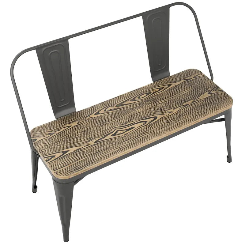 Industrial Metal & Bamboo Wood Bench for Dining or Entryway