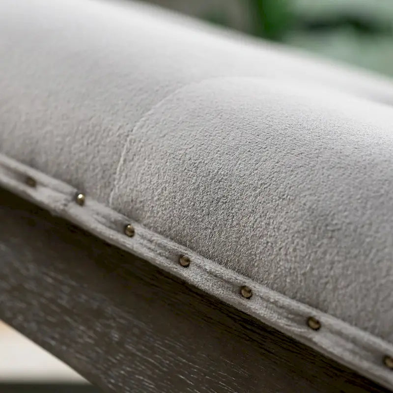 34" Square Tufted Ottoman with Lower Shelf and Nailhead Trim
