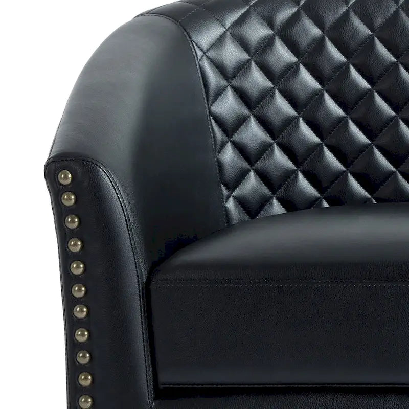 Tufted Faux Leather Accent Armchair with Nailhead Trim