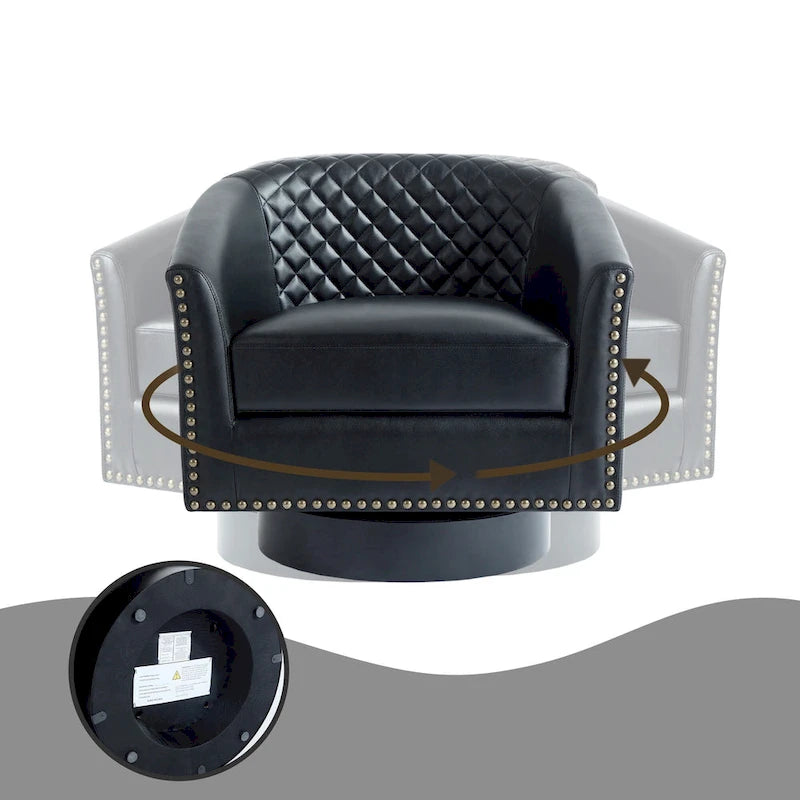 Tufted Faux Leather Accent Armchair with Nailhead Trim