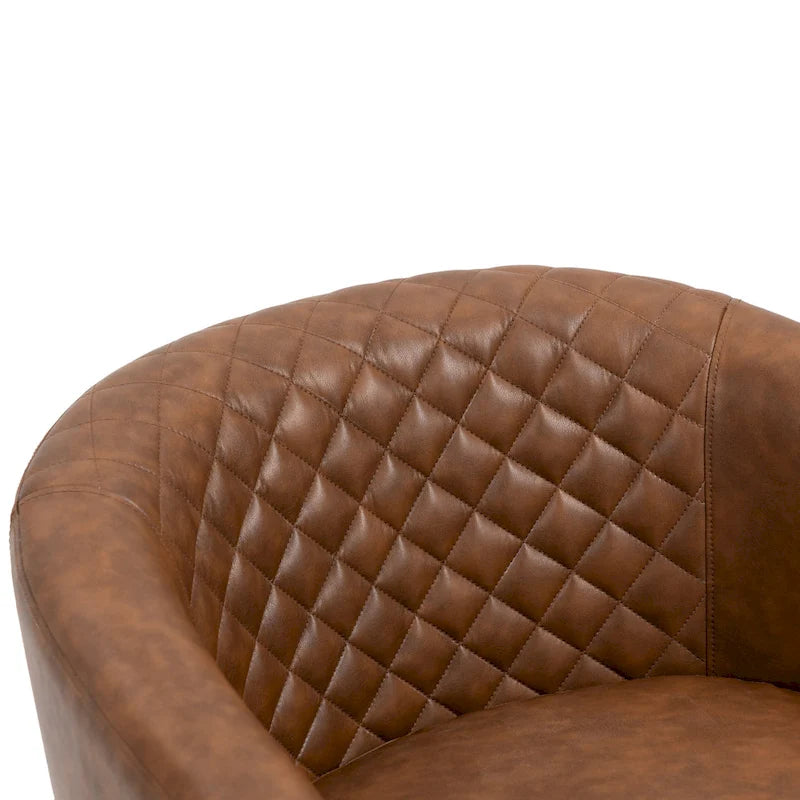 Tufted Faux Leather Accent Armchair with Nailhead Trim