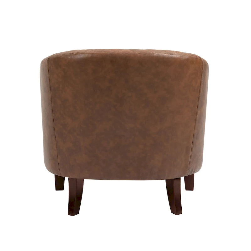 Tufted Faux Leather Accent Armchair with Nailhead Trim