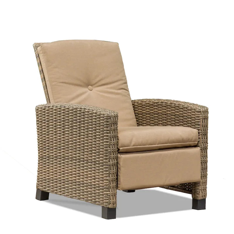 All-Weather Hand-Woven Wicker Recliner Chair with Extra-Thick Olefin Cushion - Indoor & Outdoor
