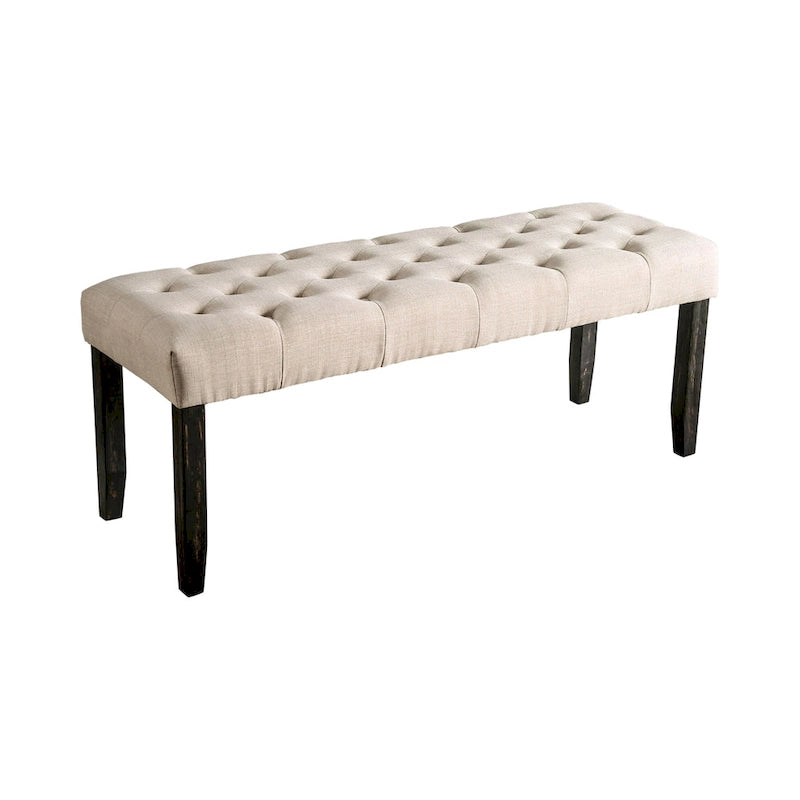 Rustic Tufted Upholstered Dining Bench with Solid Wood Frame - 48" Wide