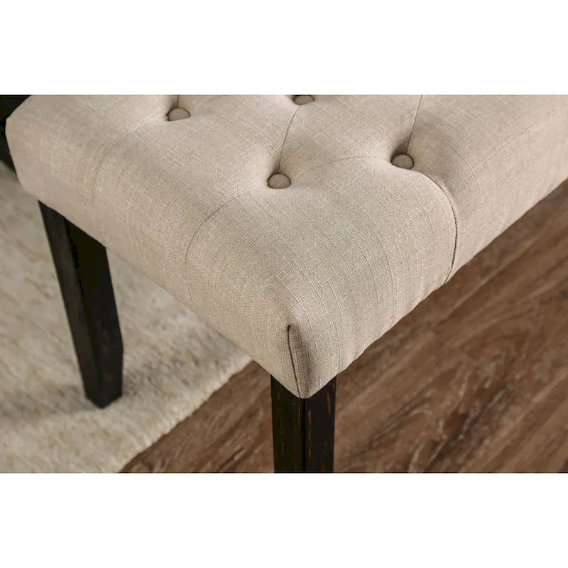 Rustic Tufted Upholstered Dining Bench with Solid Wood Frame - 48" Wide