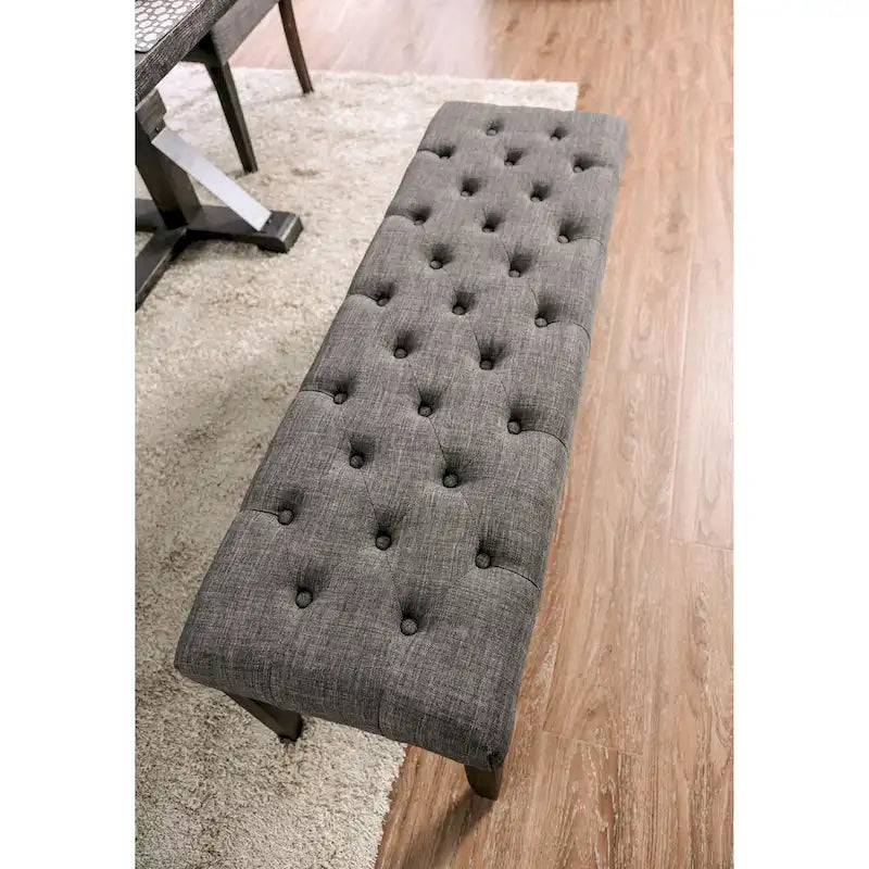 Panca da pranzo imbottita trapuntata in stile rustico con struttura in legno massello - larga 48"