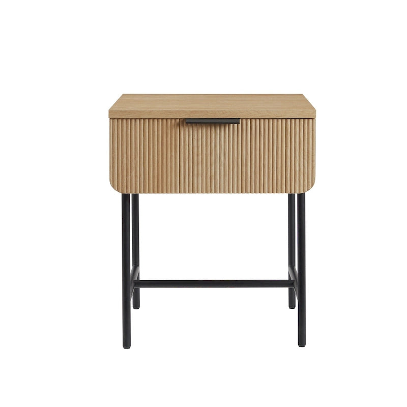 Geribbelde bijzettafel met één lade in Scandinavisch minimalistische stijl