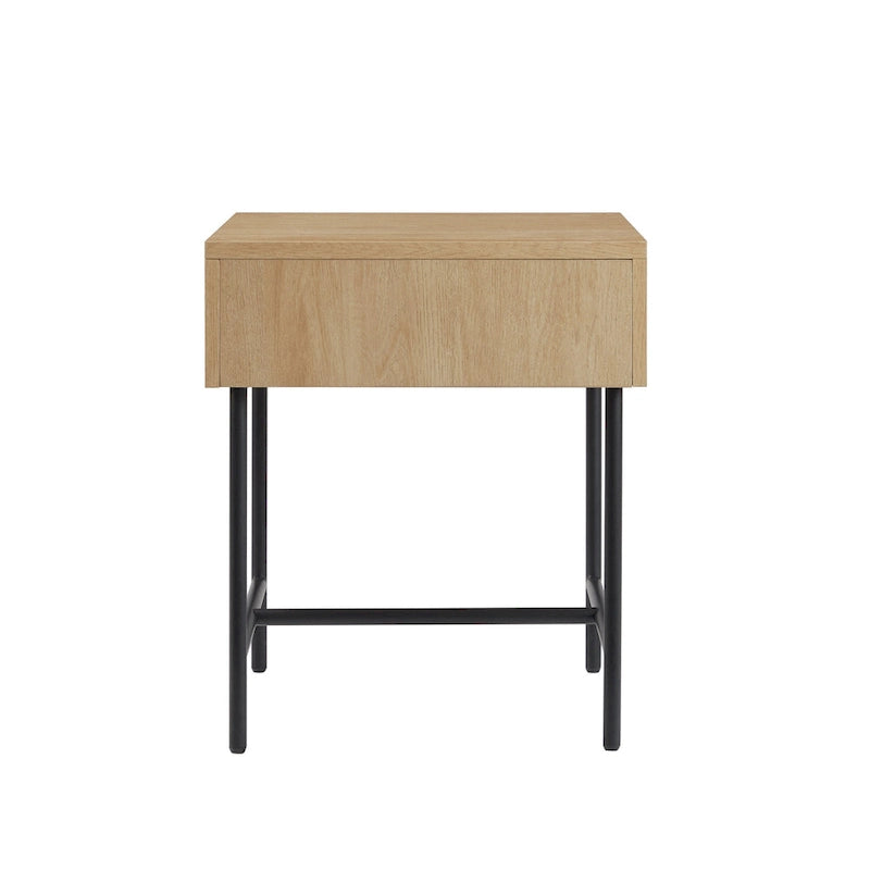Geribbelde bijzettafel met één lade in Scandinavisch minimalistische stijl
