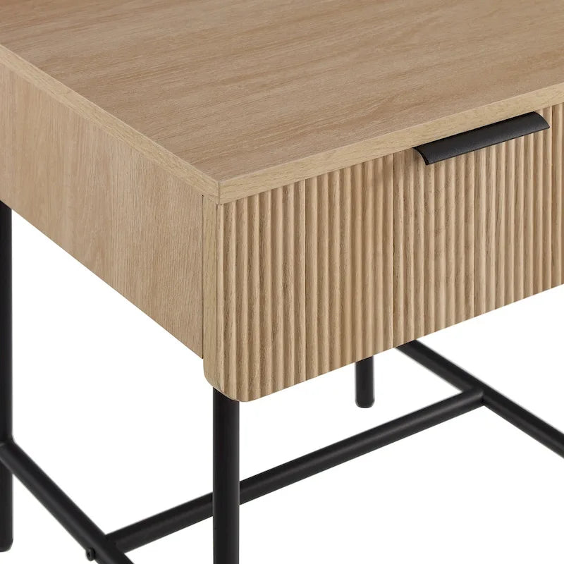 Geribbelde bijzettafel met één lade in Scandinavisch minimalistische stijl