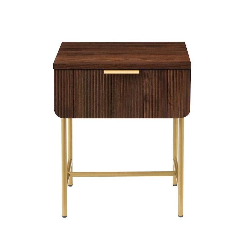 Geribbelde bijzettafel met één lade in Scandinavisch minimalistische stijl