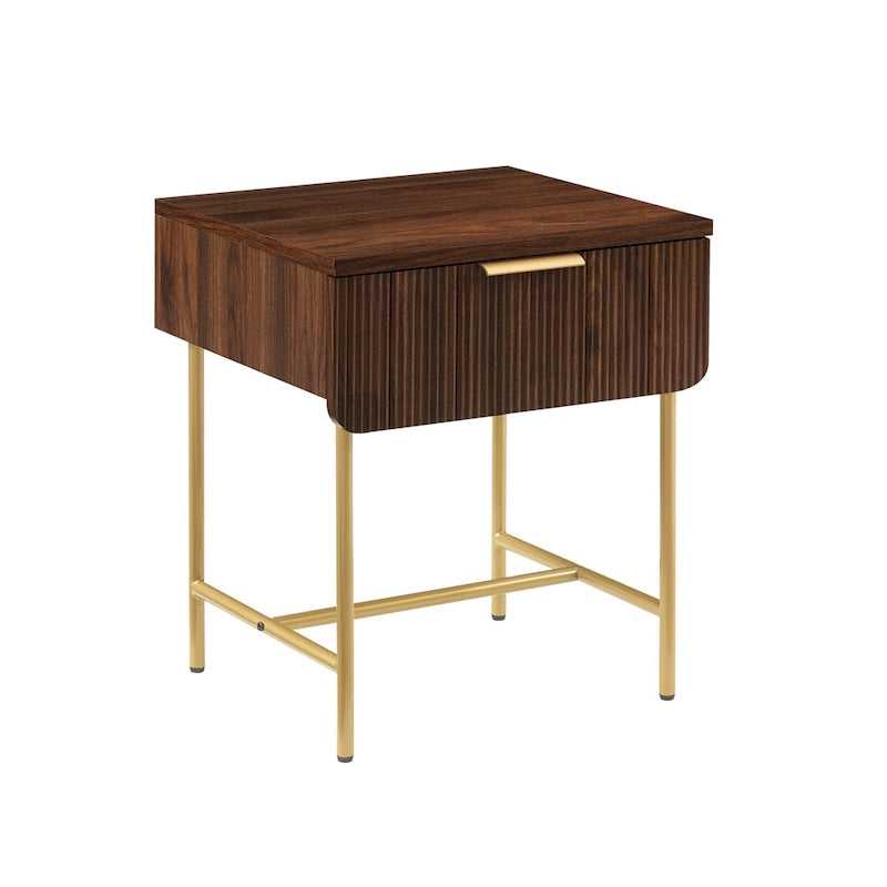 Geribbelde bijzettafel met één lade in Scandinavisch minimalistische stijl