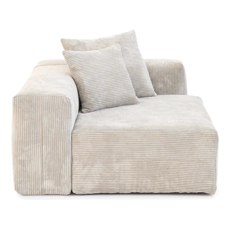 Deep Seat Corduroy Upholstered Sofa with Pocket Spring Cushions & Solid Wood Legs - 102" Wide