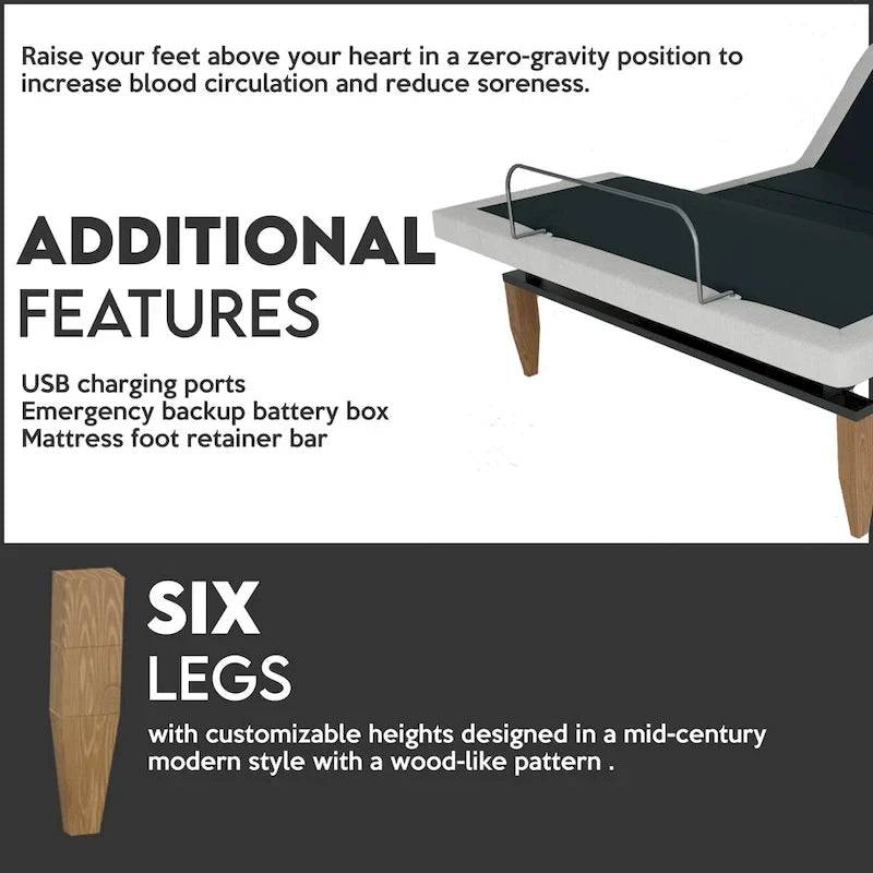 Adjustable Bed Base with Headboard, Zero Gravity & Under-Bed Lighting