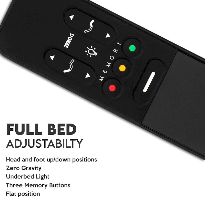 Adjustable Bed Base with Headboard, Zero Gravity & Under-Bed Lighting